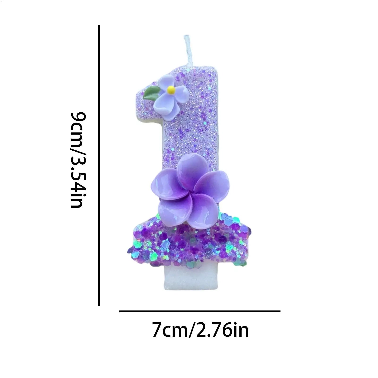 Number Birthday Candles Glitter Sequins Cake Toppers Floral Design Qme