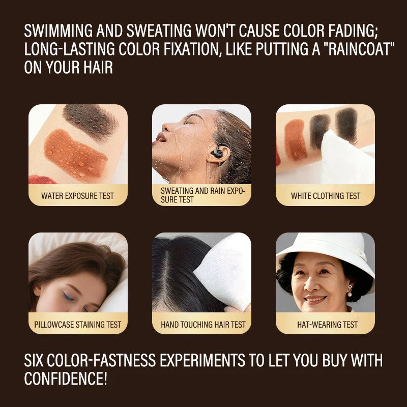 Temporary Hair Color Brush 4 Colors Root Touch Up Waterproof & Non-Sticky Instant Gray Coverage Hair Makeup Tool for Men & Women Qme