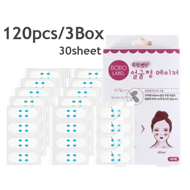 30/20/10Sheets V Lift Face Sticker Invisible Makeup Adhesive Lift Face Tape Slim Patch Breathable Sticker Lifting Tighten Chin Qme 120PCS