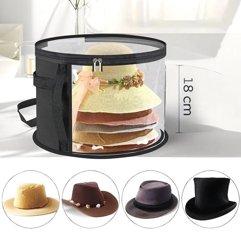Bucket Clothes Organizers Zippered Lid Travel Bags Hat Storage Box Qme