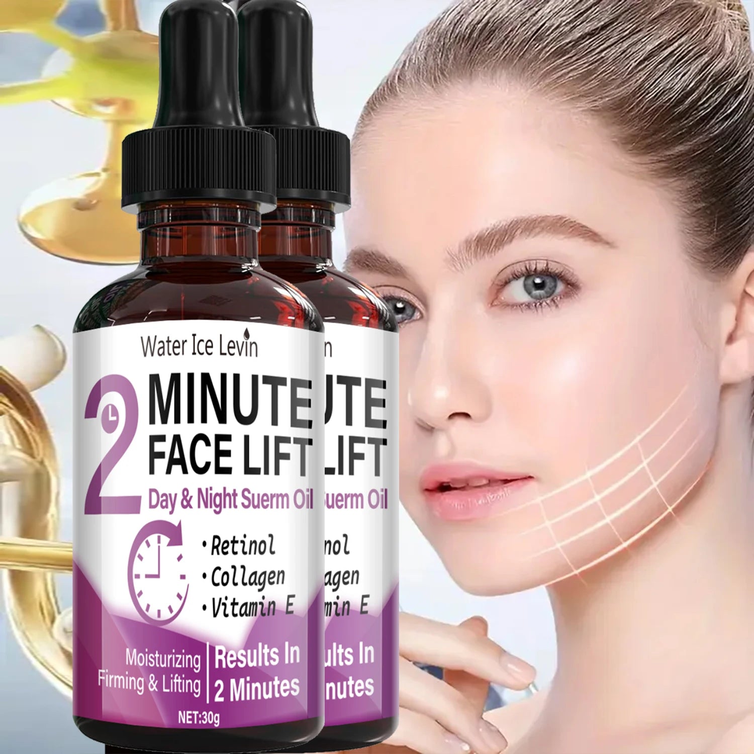 Minute Face Lift Day & Night Serum Oil with Retinol & Collagen - Moisturizing, Firming & Lifting in 2 Minutes Qme