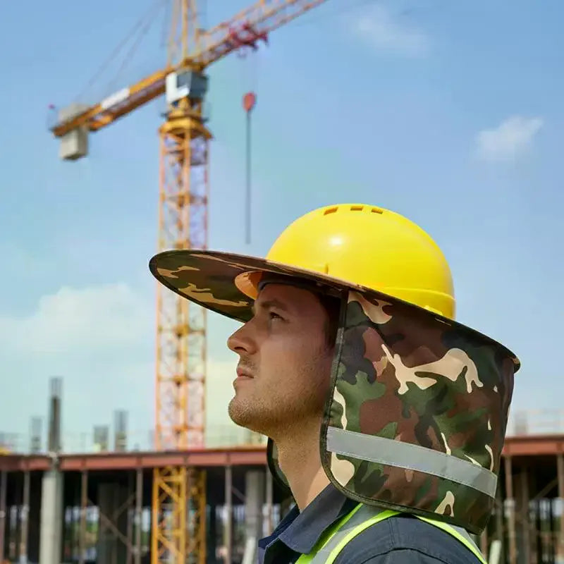 Summer Sun Shade Safety Hard Hat Neck Shield Helmets Reflective Brim Qme