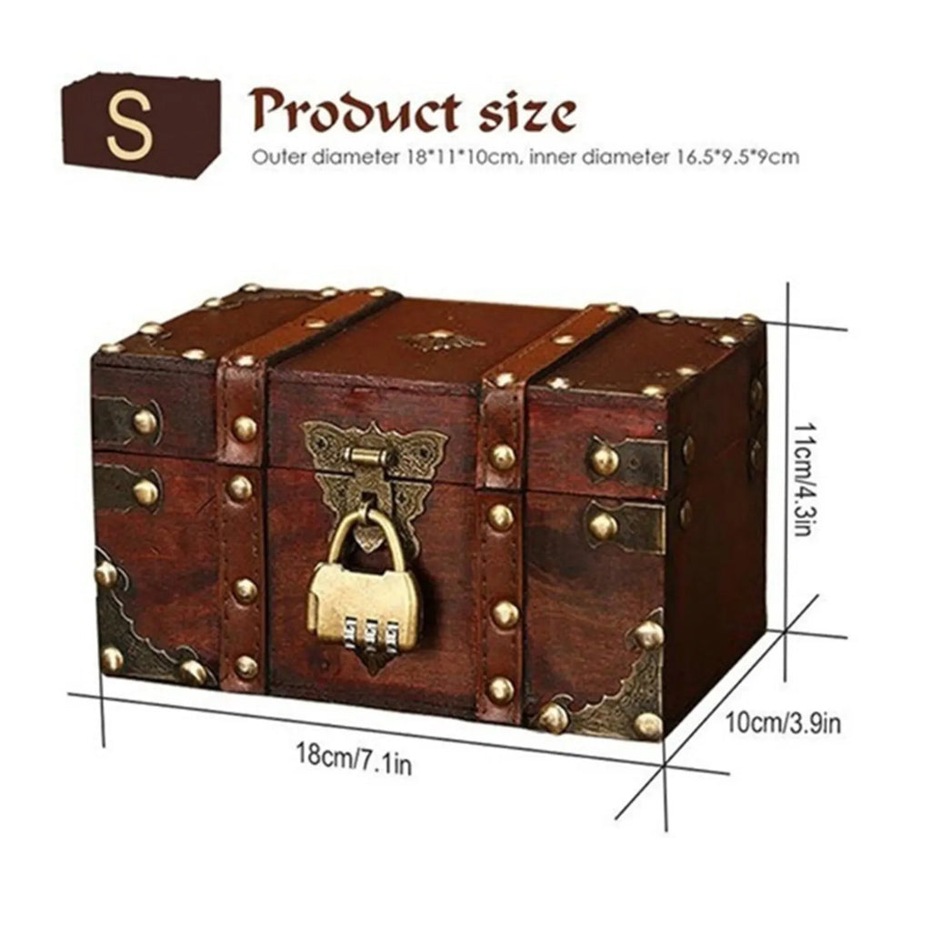 European Style Retro Wooden Lockable Storage Box Home Storage Box Wooden Box Decorative Decorations Secret Room Escape Props Box Qme S