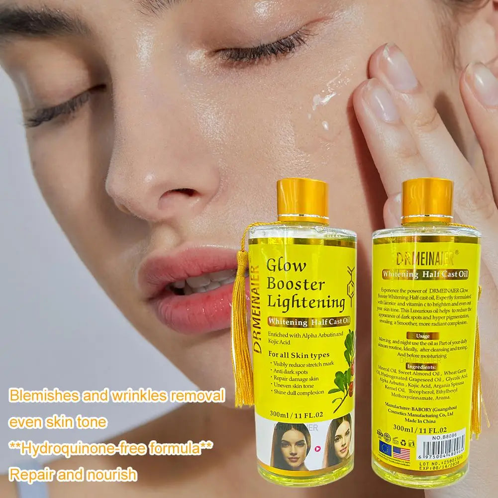Facial Body Massage Oil Kojic Acid Whitening Serum Glow Booster Cast Qme