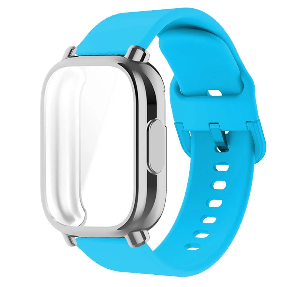 Protector Case+Silicone Strap For Xiaomi Redmi Watch 5 active/5 Lite Full Cover Screen TPU Soft Shell and Breathable Sport Band Qme