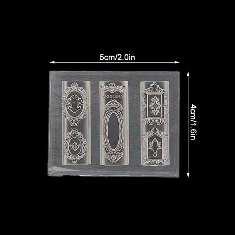 European Retro Photo Frame Shape Silicone Nail Mold Stamping Nails Qme one size