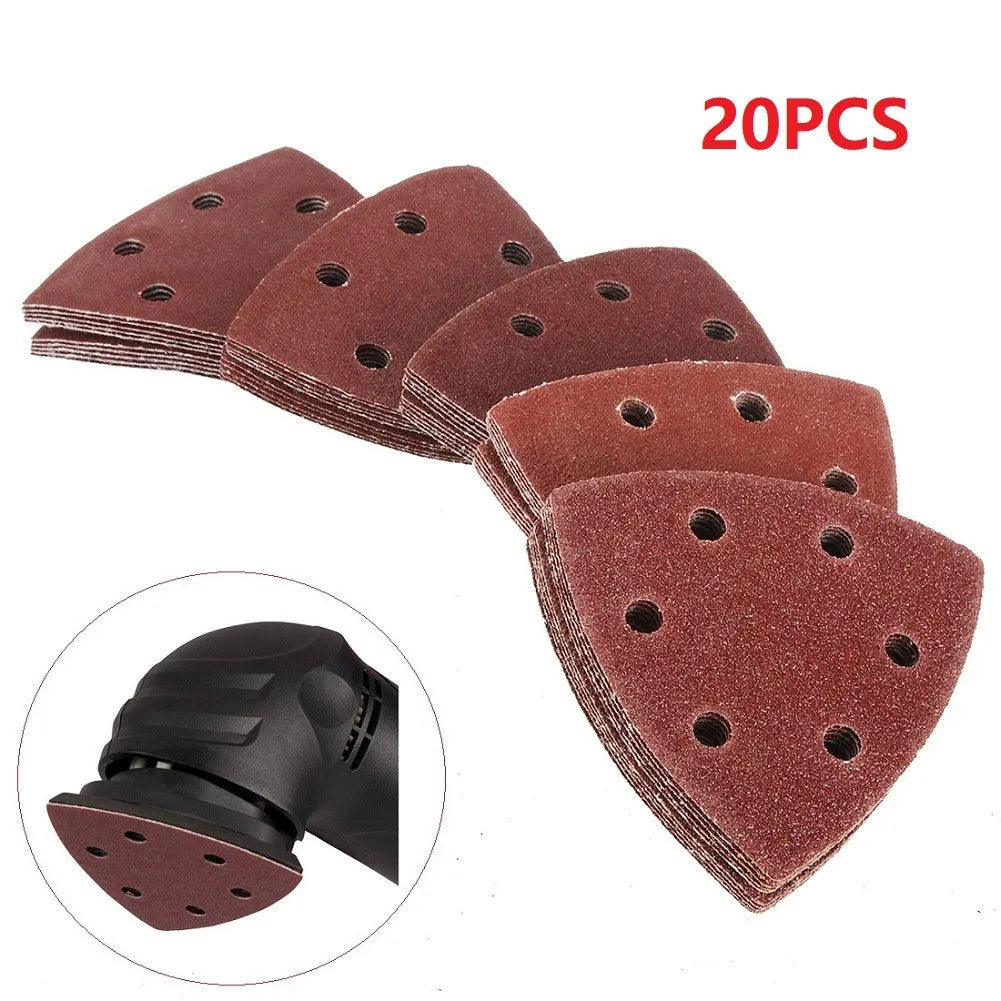 Triangular Sanding Disc 6 Hole Sander Hook Loop Sandpaper Abrasive Qme 180