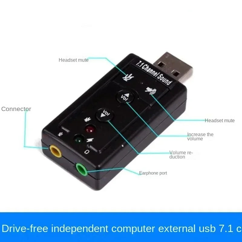 7.1 USB Stereo Audio Adapter External Sound Card for Windows XP/2000/Vista/7 3D USB Audio Adapter for PC and Laptop Qme