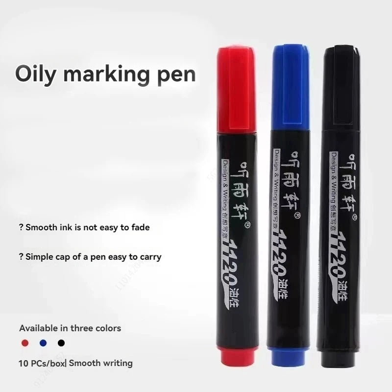 3/6pcs Black/Blue/Red Permanent Marker Pens, Fine Tip, Waterproof, Quick Drying Qme