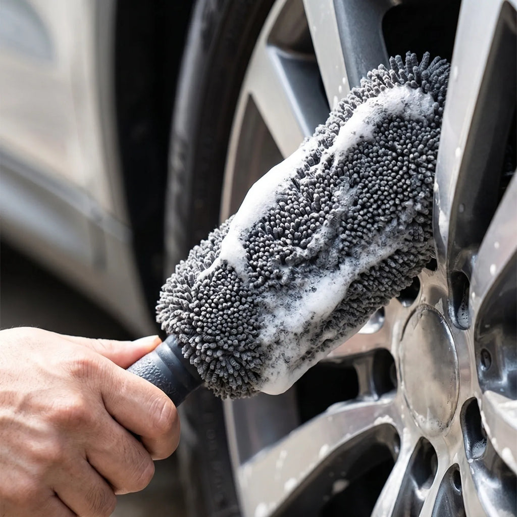 Portable Microfiber Wheel Tire Rim Brush Multifunction Wash Cleaning Brush With Plastic Handle Home Cleaner Tools Qme