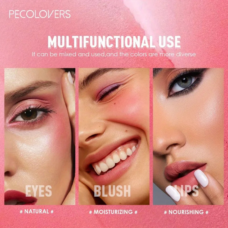 PECOLOVERS Waterproof Blush Cream Long-lasting Pigmentation All Skin Qme