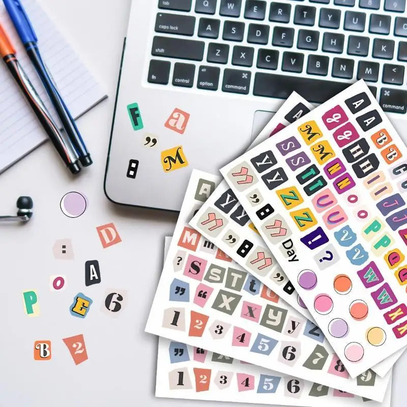Vintage English Alphabet Stickers Self-adhesive Easy Peel Decals 100+ Qme C