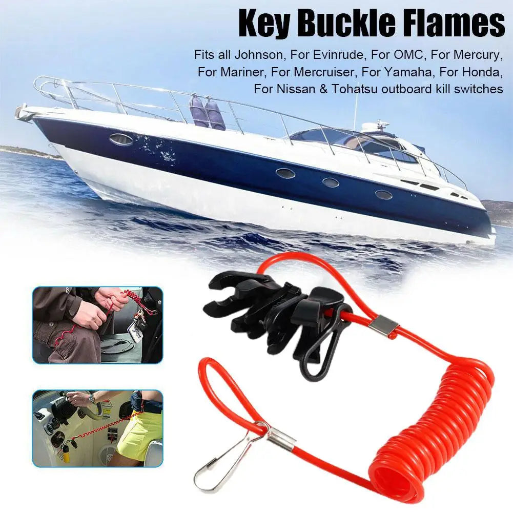 Boat Outboard Switch Engine Motor Lanyard Kill Urgent Stop Button Safety Connector Cord Compatible for Yamaha Suzuki Honda Qme