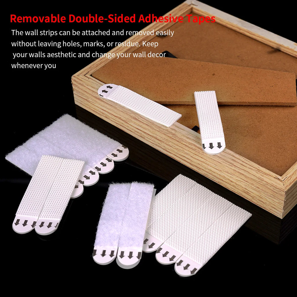 Double-Sided Adhesive Strip Wall Hanging Tool-Free Removable Non-Destructive Wall Hooks Sticky Mounts for Home Office Qme