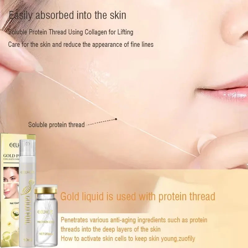 Collagen Protein Thread Instant Wrinkle Remover Serum Set Lifting Firming Soluble Absorbable Face Filler Anti-aging Skin Care Qme