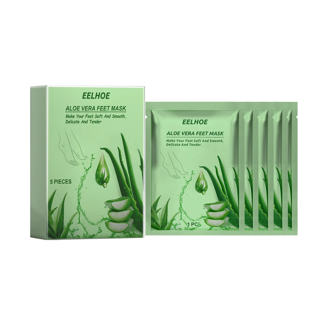 Aloe Vera Feet Mask Moisturizing Exfoliating Feet Mask Anti Drying Crack Remove Dead Skin Hydrating Foot Skin Care Foot Mask Qme 5Pcs