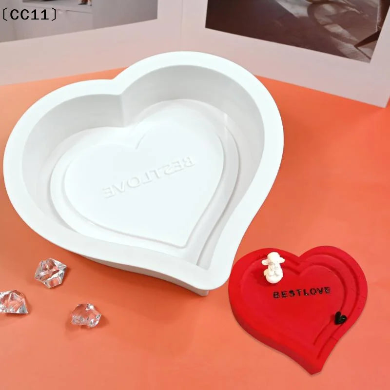 Romantic Heart Rose Design Silicone Cake Molds Valentine's Day Mousse Qme