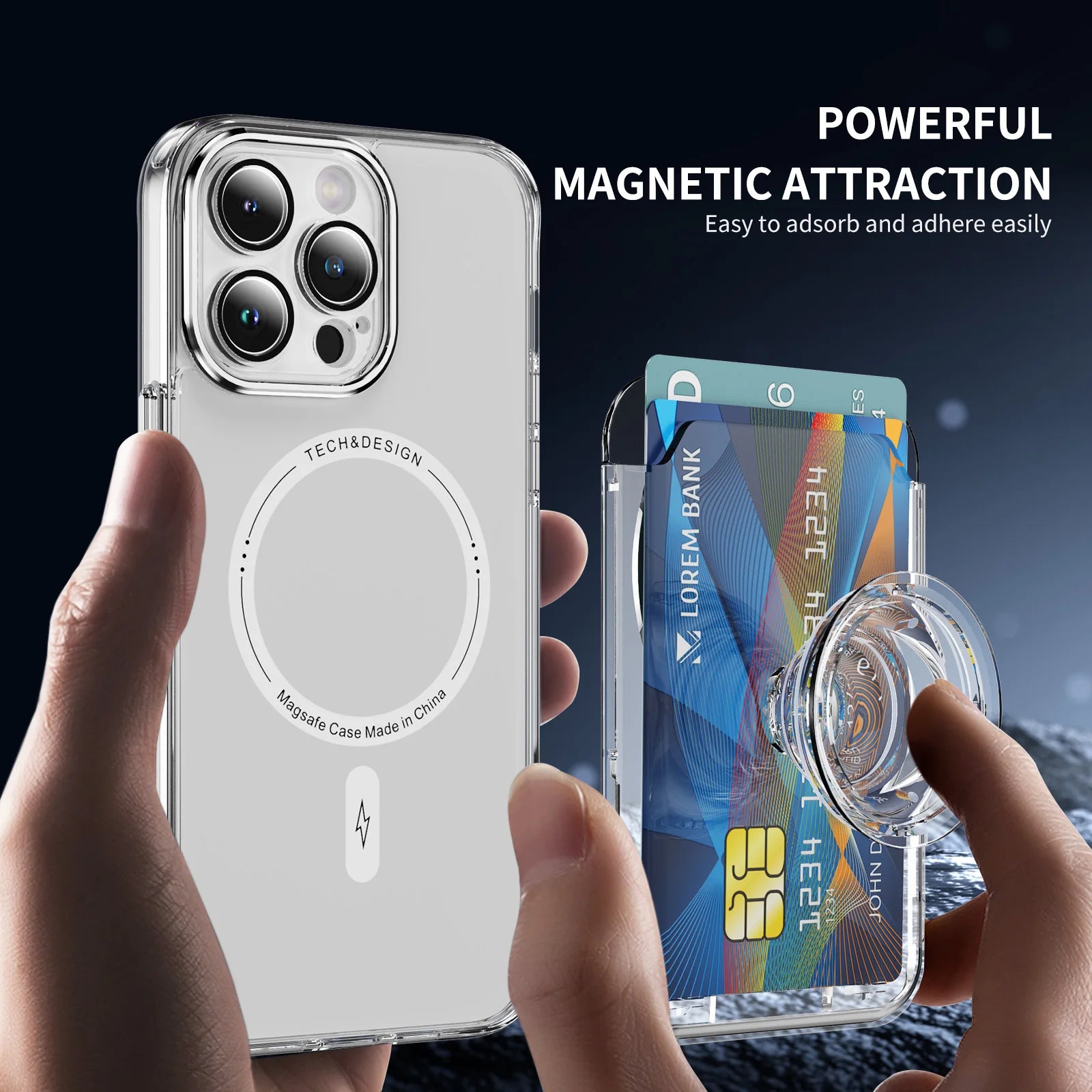 Magsafe Transparent Magnetic Card Bag Airbag Holder Suitable Iphone Qme