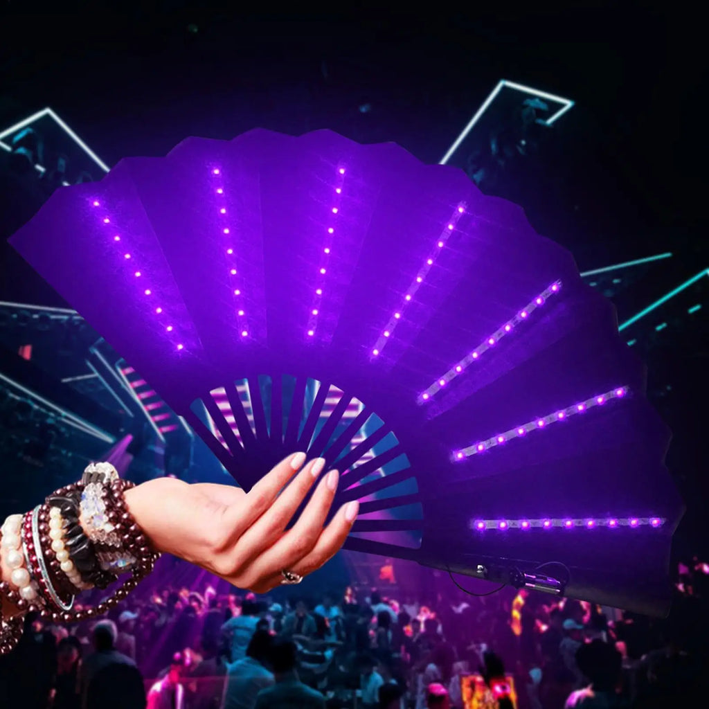 Rave Hand Fan Light up Rave Handheld Fan Travel Multipurpose Handheld Fan Carnival Accessories for Belly Dancing Performances Qme