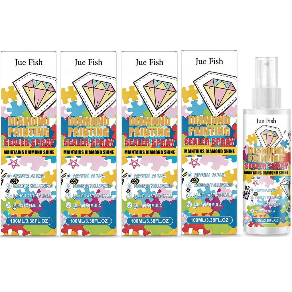 Diamond Painting Sealer Spray Anti-Yellowing Permanent Hold & Shine Effect Dustproof Diamond Art Crystal Clear Protective Spray Qme 4 x 100ML Boxed