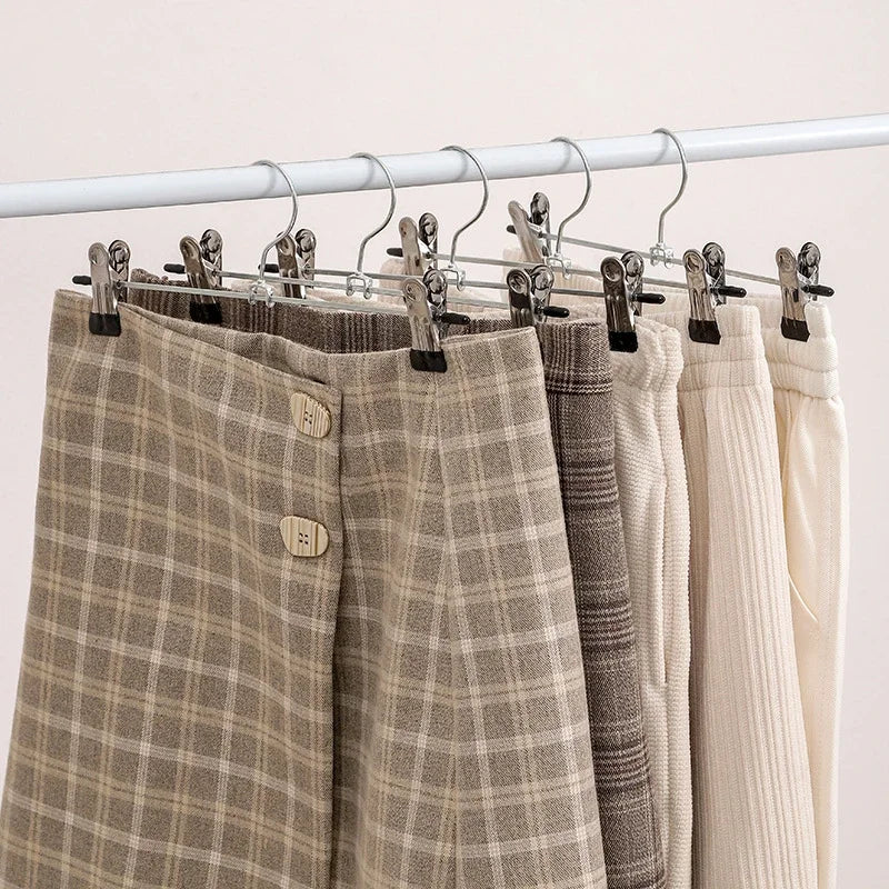 5pcs Metal Pants Racks Wind Proof Multi-purpose Skirt Racks For Clothes Drying Trousers Wardrobe Clip Anti-slip Clothes Hanger Qme