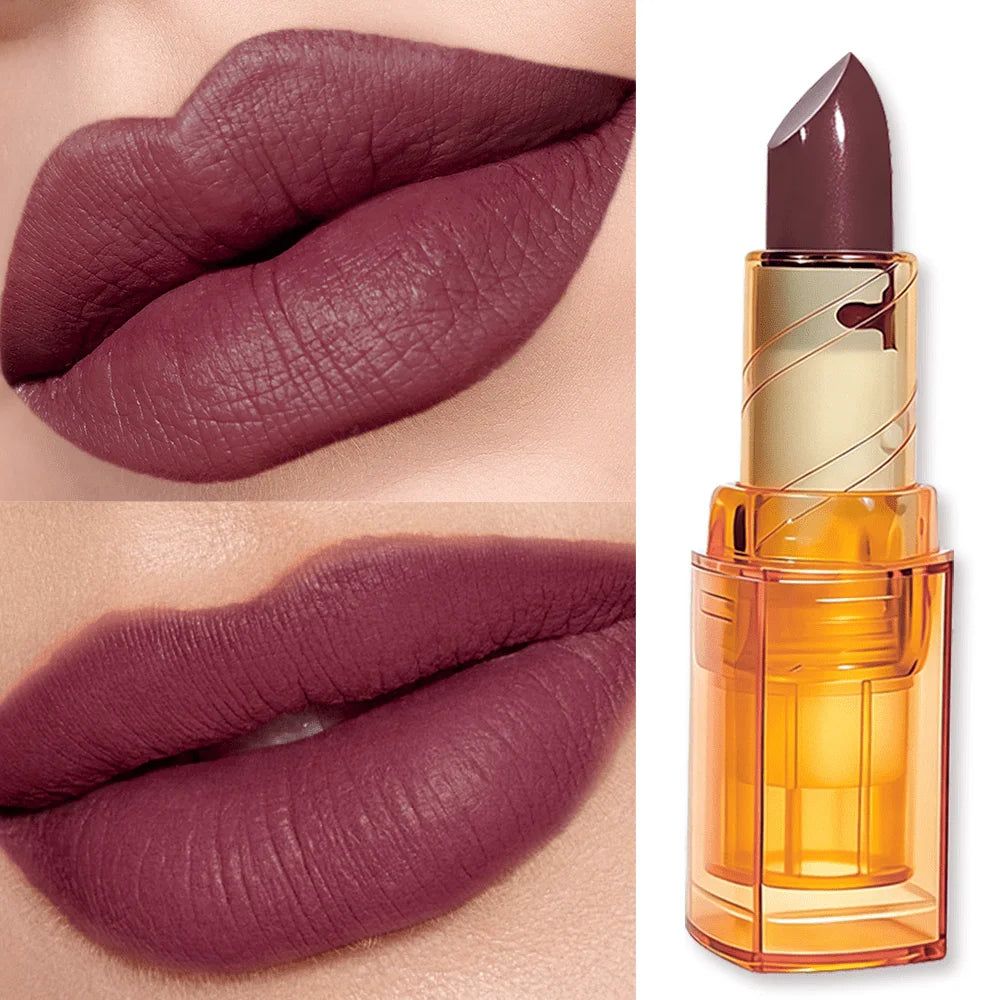 JUJU DREAM Amber Transparent Tube Matte Lipstick Retro Grape Purple Qme