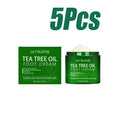 Tea Tree Oil Foot Cream for Dry Cracked Feet Rough Heels Soothing Moisturizing Nourishing Cream Refreshing Non-Greasy Daily Foot Qme 5Pcs