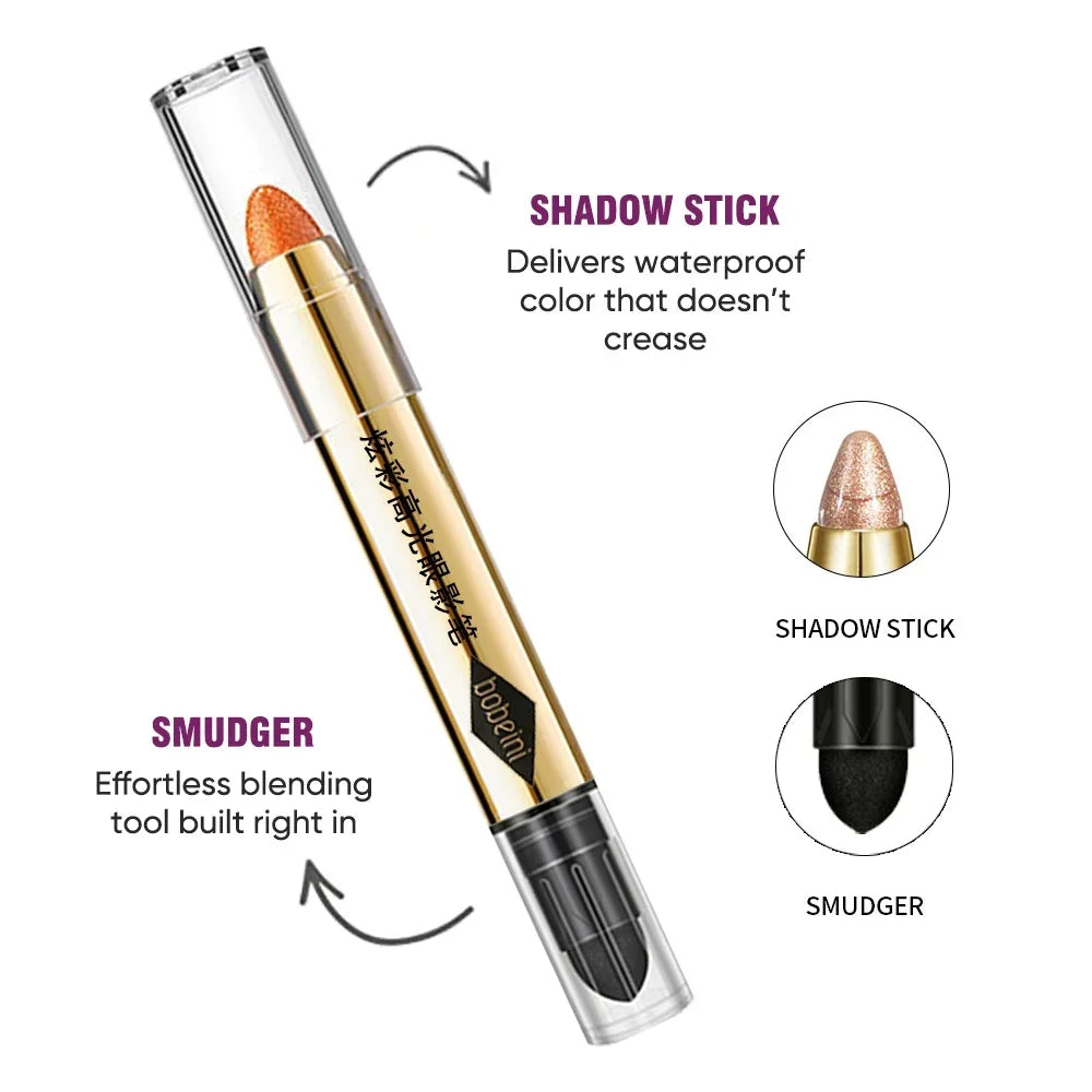 Double-ended Eyeshadow Stick Waterproof Pigment Matte Glitter Qme