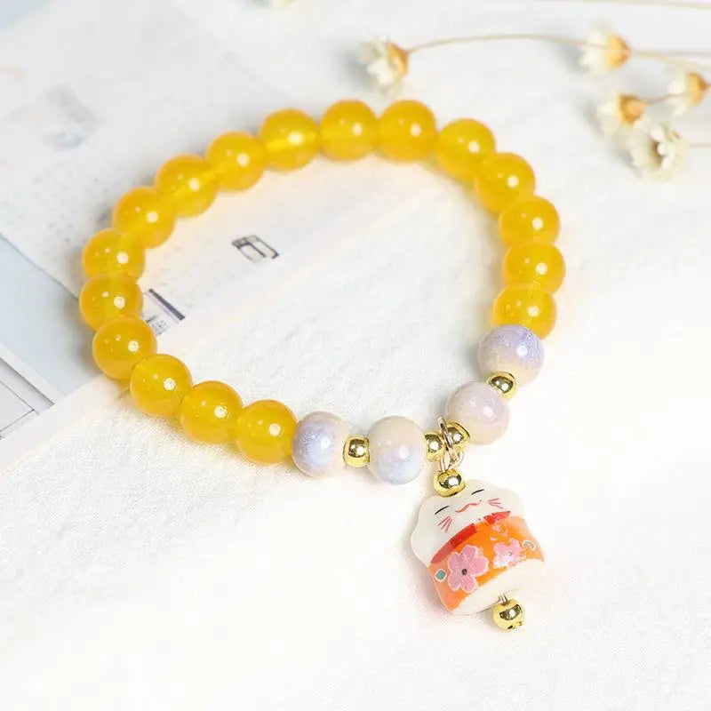 Boho Fortune Cat Charms Bracelet For Women Stretch Wire Couple Bracelet Jewelry Accessories Gifts Qme A1