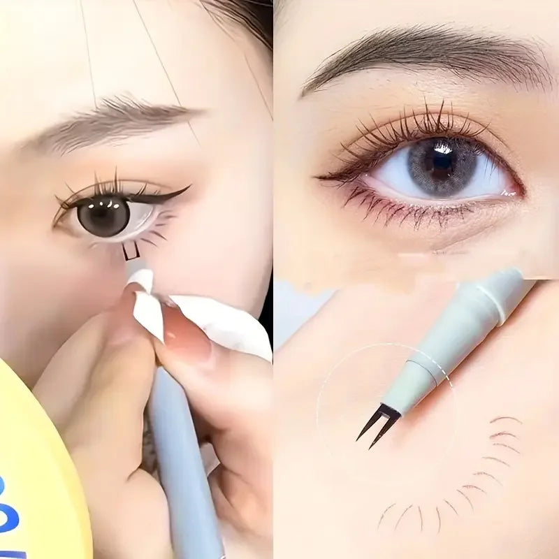 0.01mm double-claw lower eyeliner liquid eyeliner, ultra-fine eyebrow pencil, multi-purpose for beginners, black & brown, Korean Qme