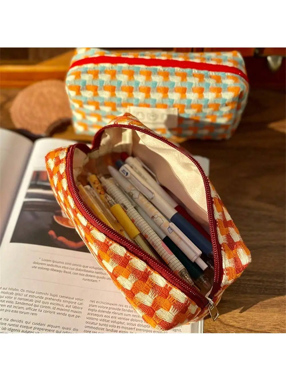 Stationery Bag Pencil Case Large Capacity Handheld Box Cosmetics Qme