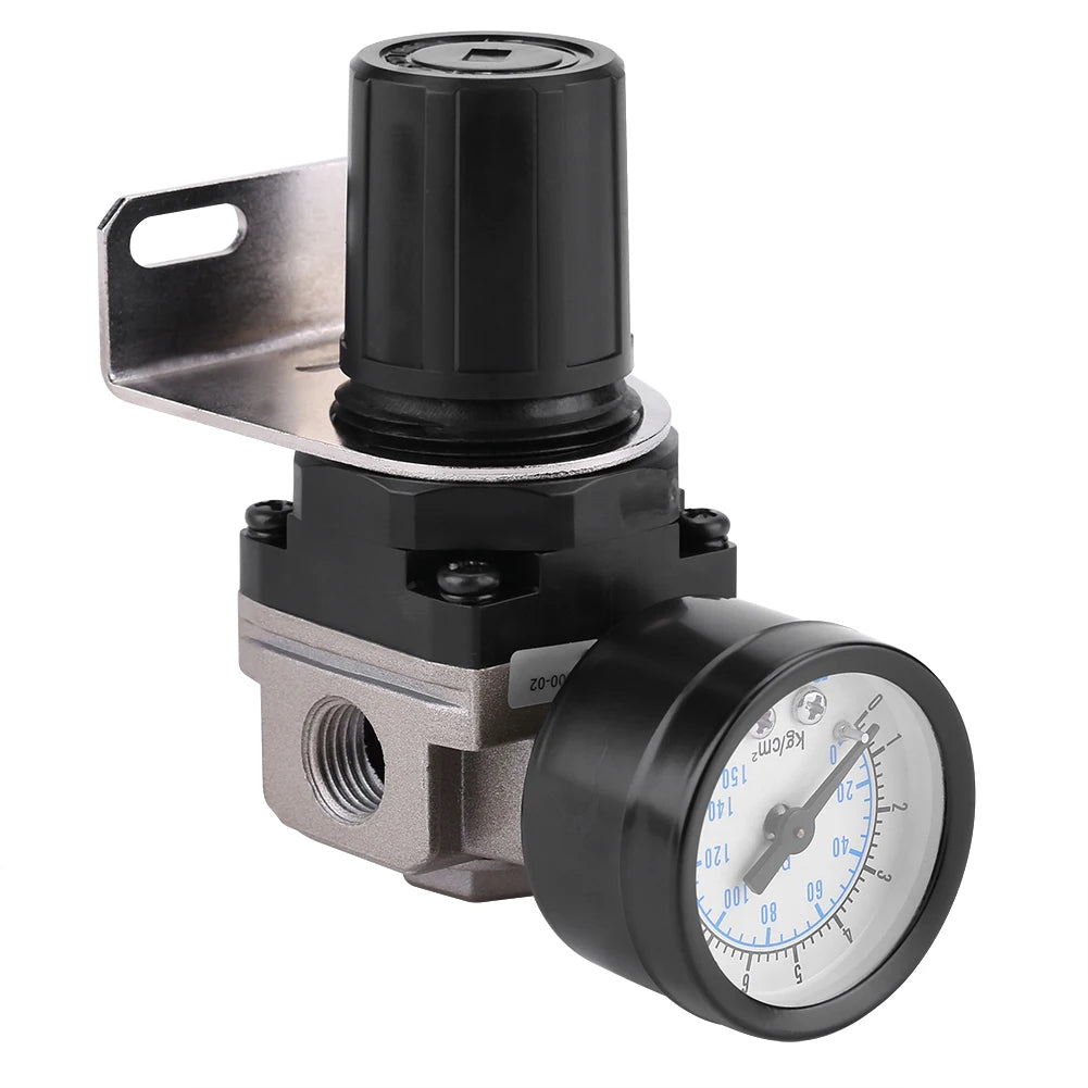 AR2000-02 Air Compressor Regulator Valve Pneumatic Air Pressure Regulator Adjustable Control Valve with Gauge G1/4 Qme