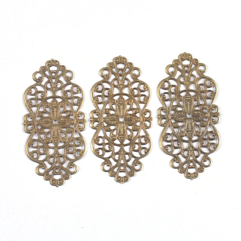 10Pcs Mixed Flower Filigree Wraps Connectors For Making Jewelry Findings Metal Crafts DIY Scrapbooking Home Decor 57x27mm yk0906 Qme