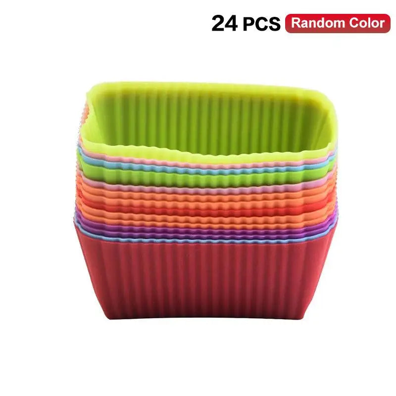 12 Silicone Lunch Box Dividers Bento Dish Cups Salad Dressing Kid Qme Rectangle 24PCS
