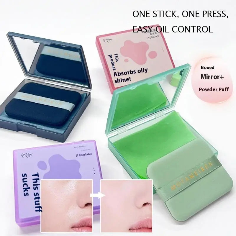 100Sheets Oil-absorbing Paper Mirror Case Puff Portable Oil-holding Qme