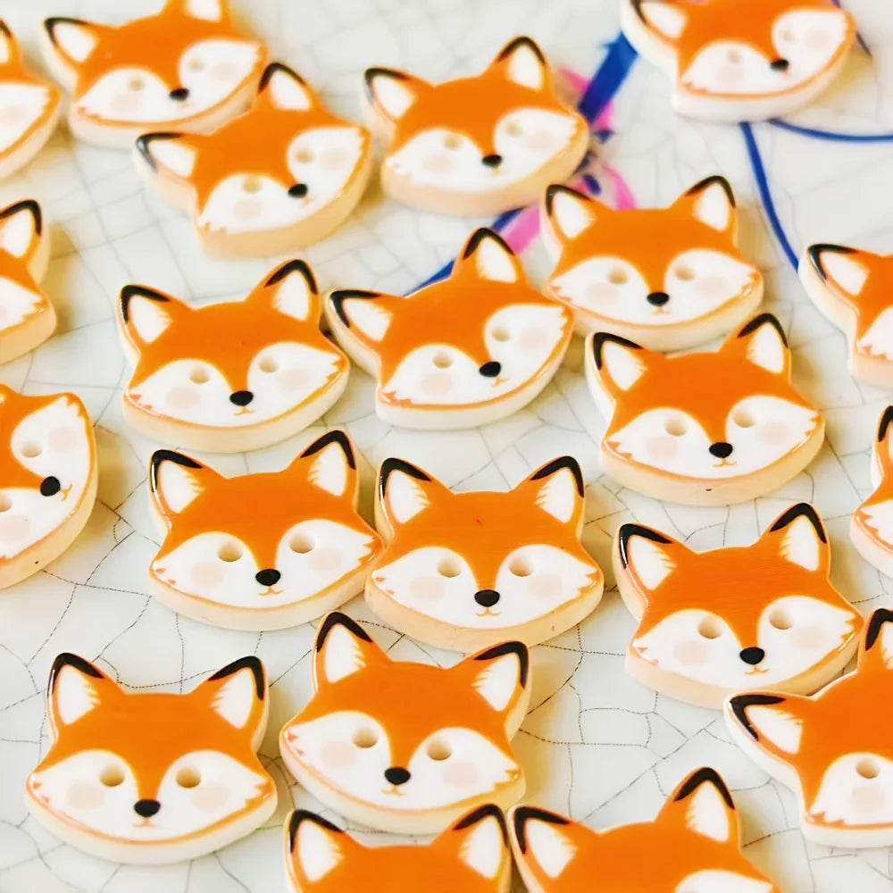 20pcs Cute Little Fox Resin Buttons, Creative Handmade Accessory Decorative Buttons Qme