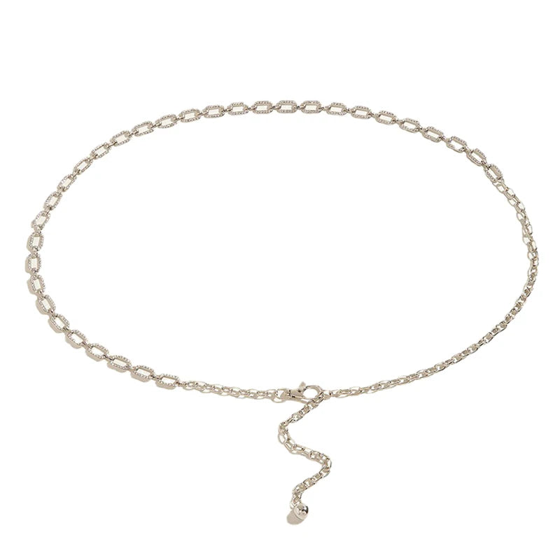 Fashion Women's Rhinestone Belt Metal Slim Waist Chain Versatile Qme