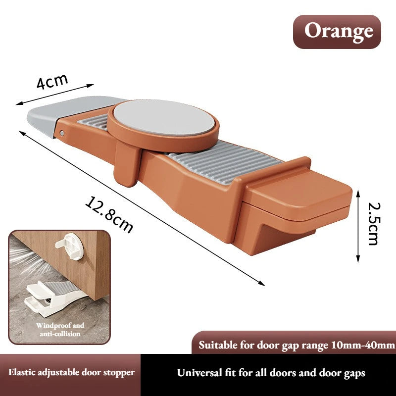 Adjustable Height Door Stopper Wedge Non-slip Rubber Home Office Qme Orange