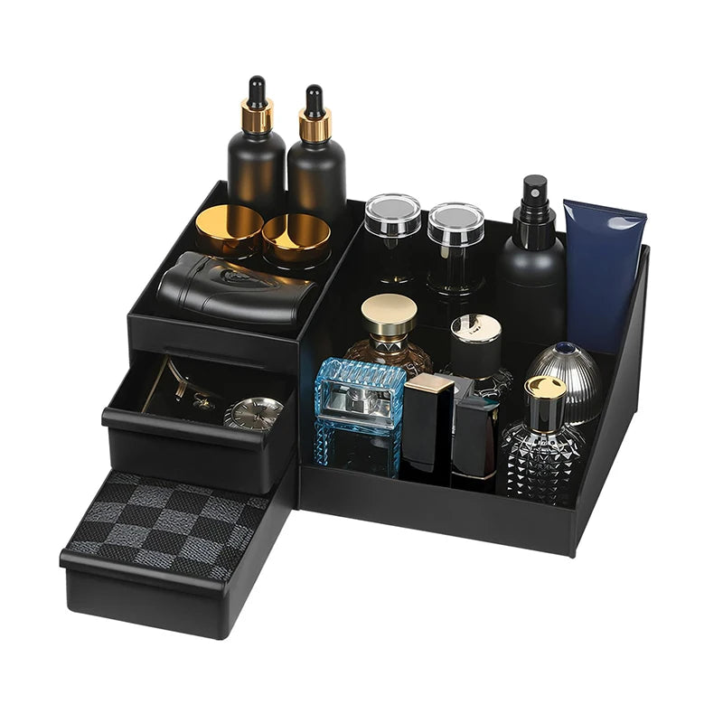 Organizer For Men, Cologne Holder For Dresser, Perfume Stand, Bathroom Countertop Organizer With Drawers Qme