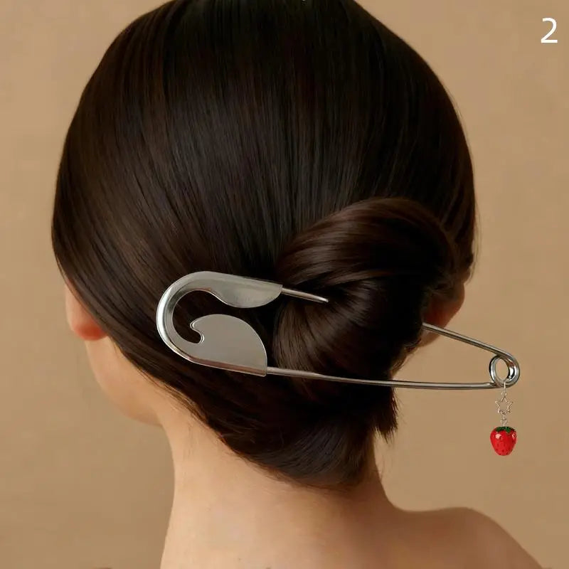 Giant Safety Pin Hair Clip Large Metal Clips Barrettes Women Girls Qme 2