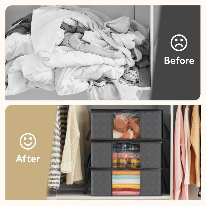 Closet Organizers and Storages Clothes Storage Bag Blanket Storage Foldable Storages Bin Sturdy Sewn By 3 Layers Fabrics Qme