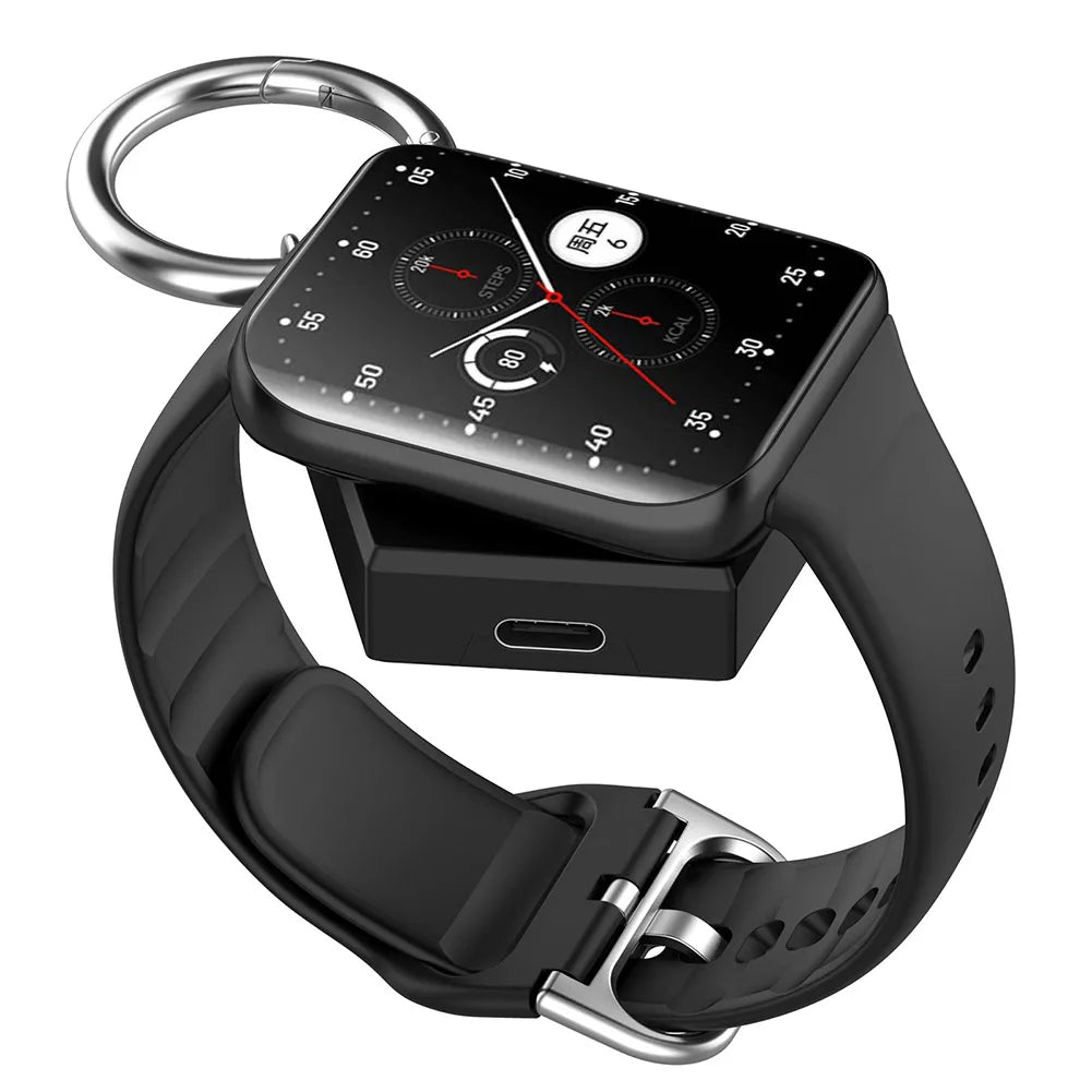 Magnetic Portable Charger Replacement Charger Dock with Keychain Type-C/Micro Port for Oneplus Watch2 OPPO Watch Qme