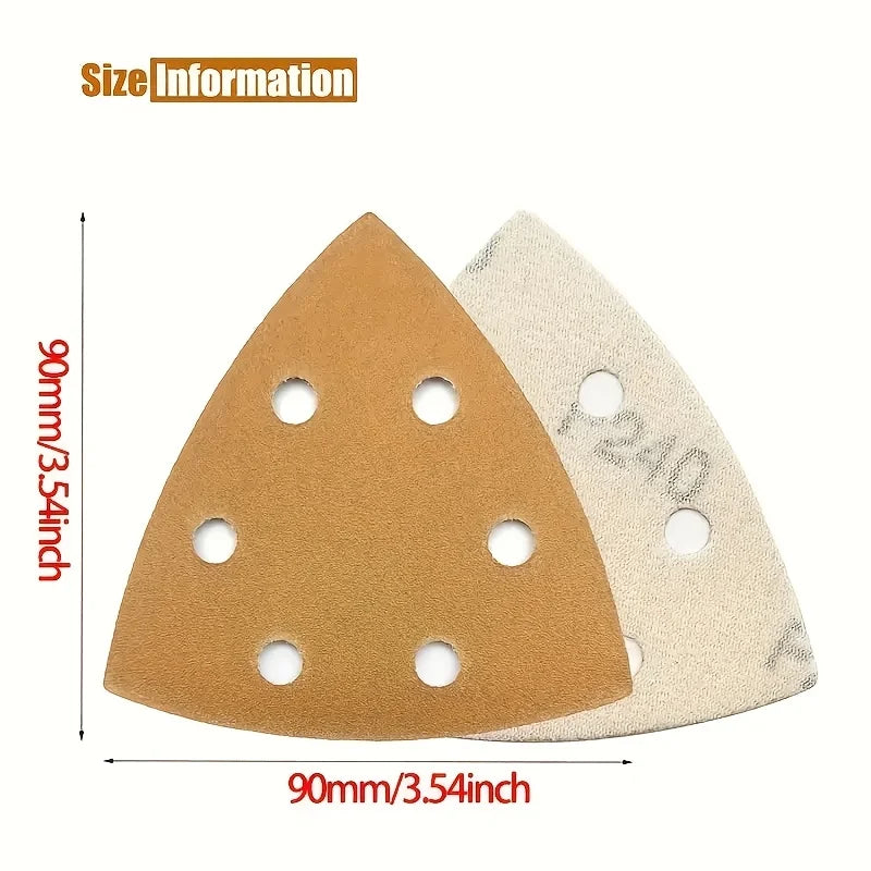 20-Piece triangular oscillating sandpaper with hooks and loops 6 holes 60-320 thickness detail grinding wheel for wood polishing Qme