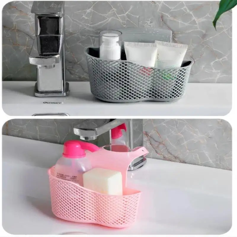 Sink Bag Soap Sponge Shelf Faucet Holder Bathroom Draining Hanging Qme