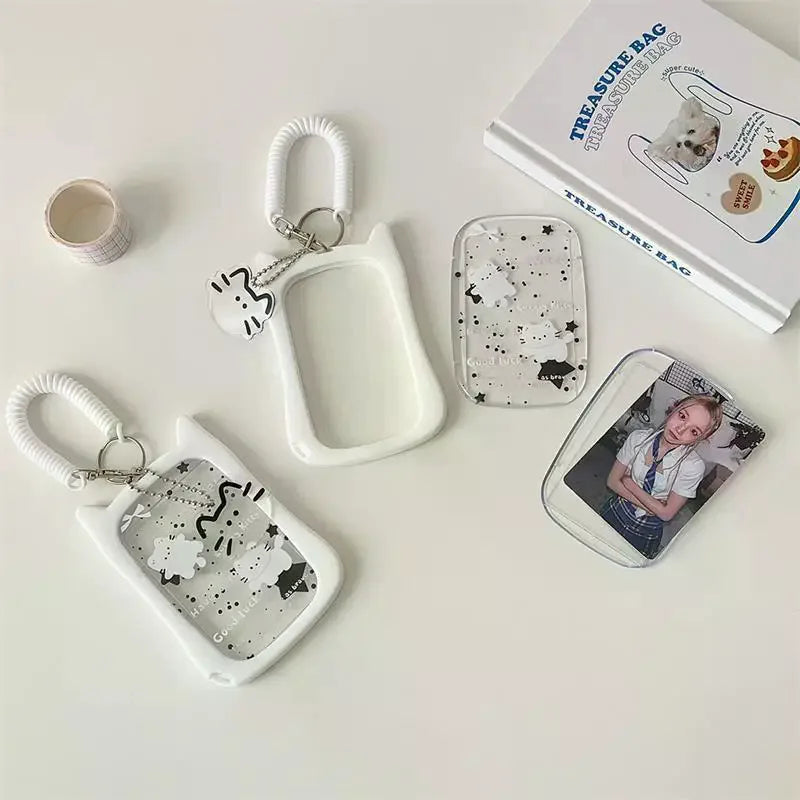 Cute Cat Photocard Holder Elastic Rope Card Idol Photo Storage Qme