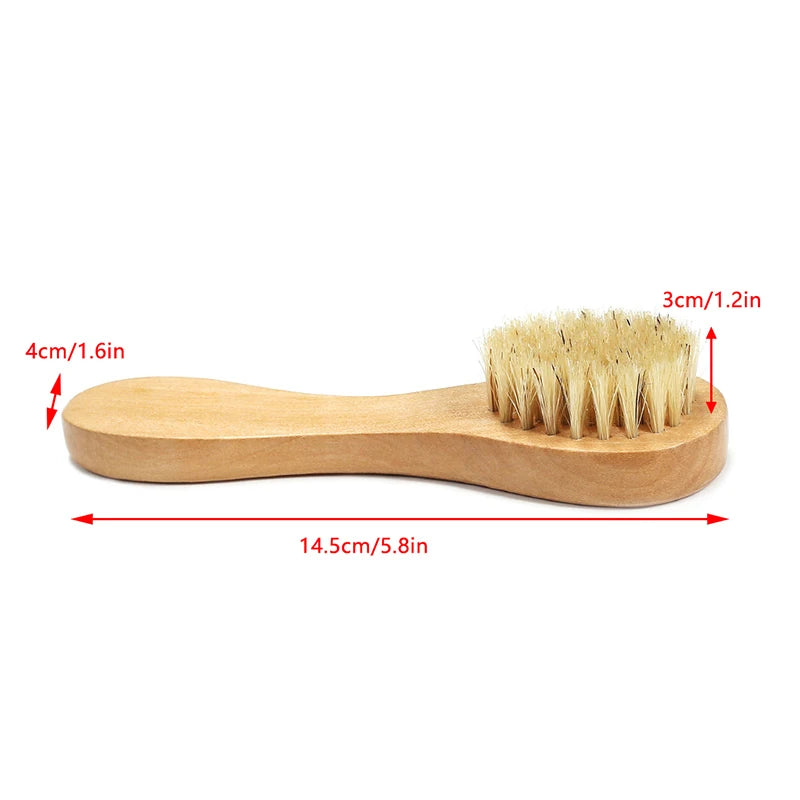 Natural Bristle Face Brush Exfoliating Skin Care Tool Wooden Handle Qme one size