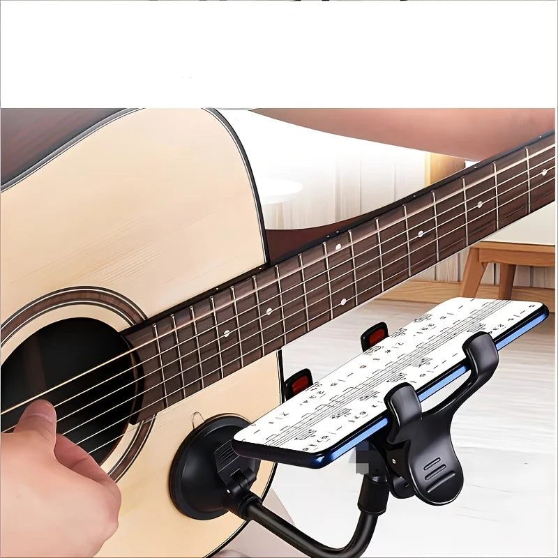 Guitar/Bass Phone Stand, Piano Phone Stand, Strong Suction, No Damage, Freely Bendable For Easy Music Sheet Viewing Qme