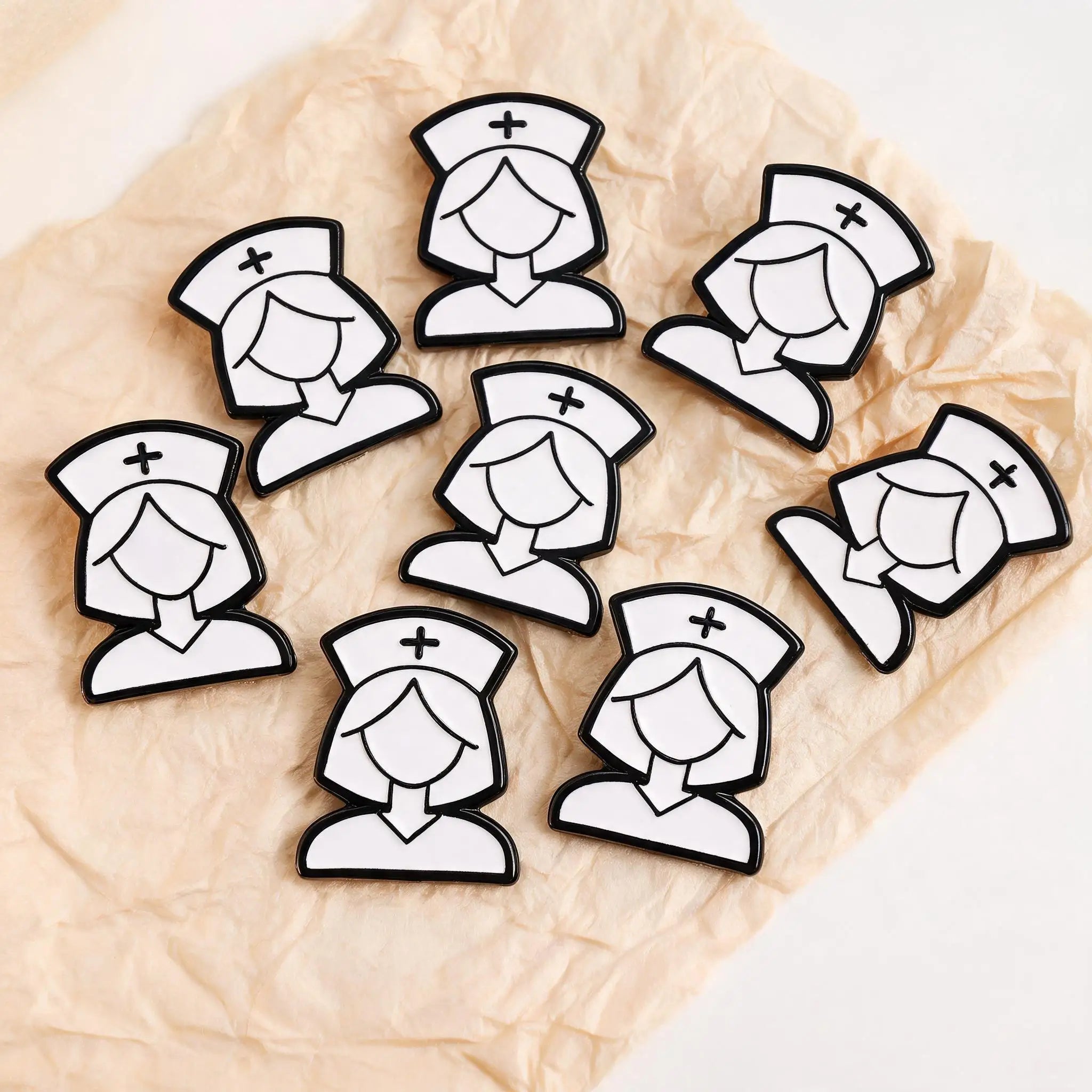 Medical Staff Nurse Silhouette Lapel Pin Black White Alloy Enamel Brooch Unique Nurse Week Gift Collar Backpack Decor Jewelry Qme