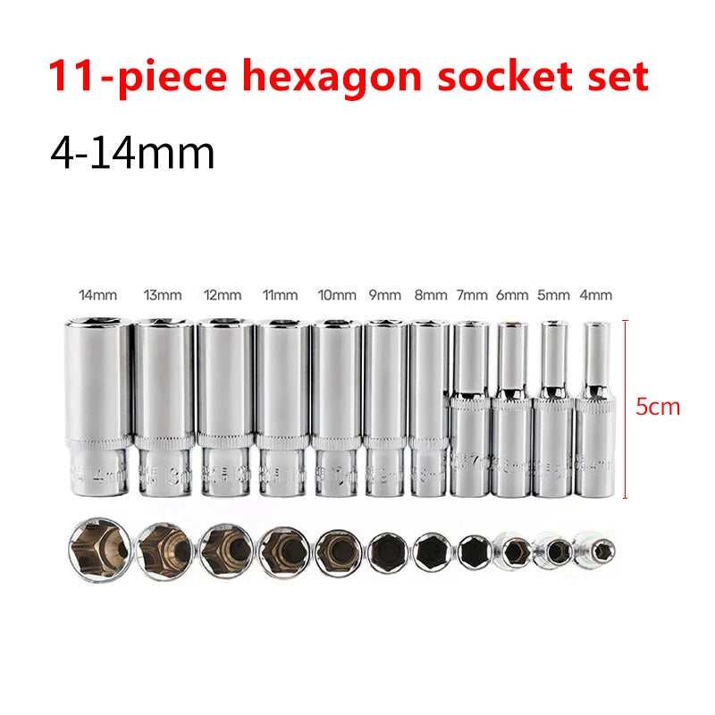 1 4-Inch Drive Metric Long Chrome Socket 6-Point Deep 4- Qme