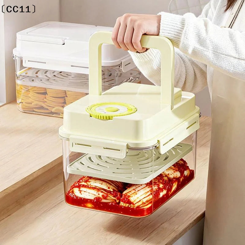 Plastic Pickle Jar Press Plate Leakproof Kitchen Organizer Bin Qme
